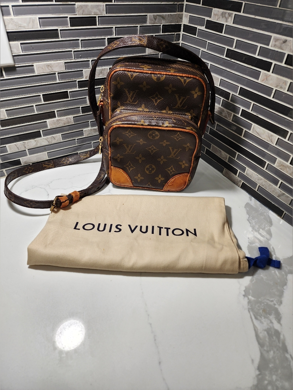 Louis Vuitton Amazon Monogram Canvas Crossbody Messenger in Brown and Tan